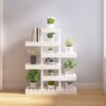 vidaXL Stojan na rastliny biely 85x25x109,5 cm masívna borovica