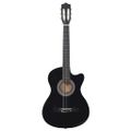 vidaXL Folková klasická gitara s výrezom so 6 strunami, čierna 38"