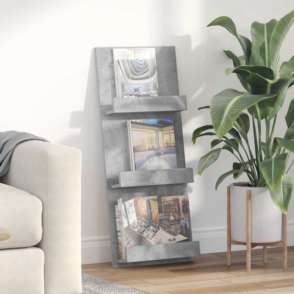 vidaXL Regál na časopisy s poličkou Betónová šedá 43 x 11 x 102 cm