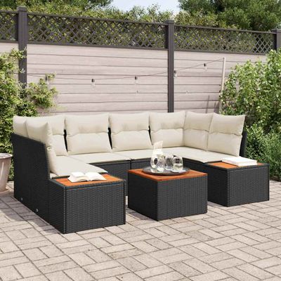vidaXL Súprava záhradných pohoviek s vankúšom 6 pcs Čierna Poly ratan