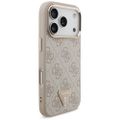 Puzdro Guess Case Magsafe 4G PU Leather s trojuholníkovým logom a zlatým kovovým rámom fotoaparátu pre iPhone 17 Pro ružové
