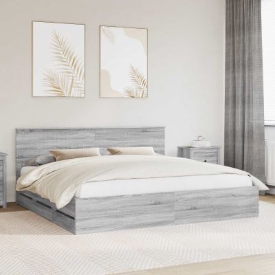 vidaXL Rám postele Sivý Sonoma 200 x 200 cm Inžinierske drevo
