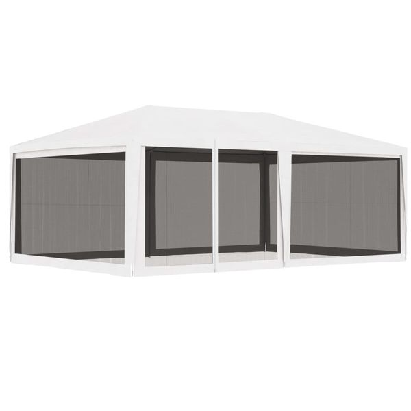 vidaXL Párty stan so 4 sieťkovanými bočnými stenami 4x6 m, biely