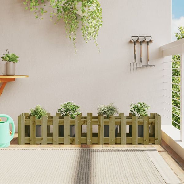 vidaXL Vyvýšený záhon s dizajnom plotu 150x30x30 cm impregn. borovica