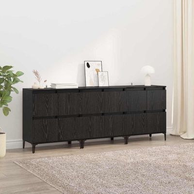 vidaXL Komody 3 pcs Čierny dub 60 x 35 x 70 cm Kompozitné drevo
