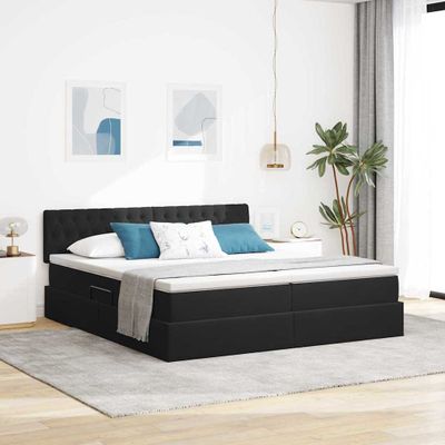 vidaXL Úložná posteľ s matracmi s čelnou doskou Čierna 90 x 200 cm