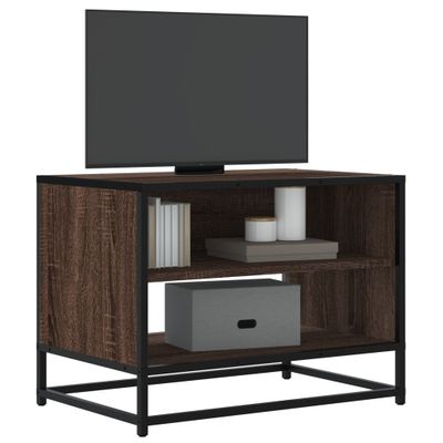 vidaXL TV skrinka hnedý dub 61x40x46 cm kompozitné drevo a kov