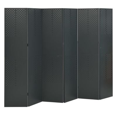 vidaXL Paraván so 6 panelmi, antracitový 240x180 cm oceľ