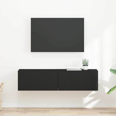 vidaXL TV nástenná skriňa Nástenný 2 pcs Čierna 60 x 31 x 29,5 cm