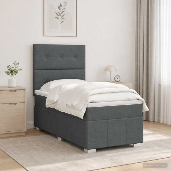 vidaXL LED boxspring posteľ s matracom Tmavosivá 80 x 200 cm Látka