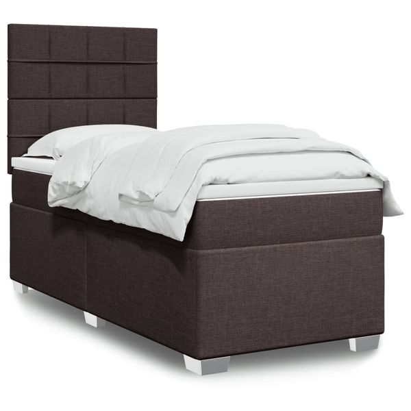 vidaXL Boxspring posteľ s matracom tmavohnedá 90x190 cm látka