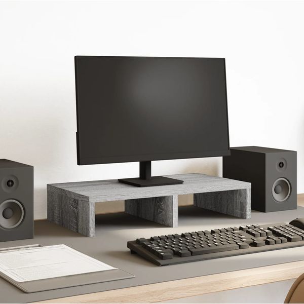 vidaXL Stojan na monitor sivý sonoma 50x27x10 cm kompozitné drevo