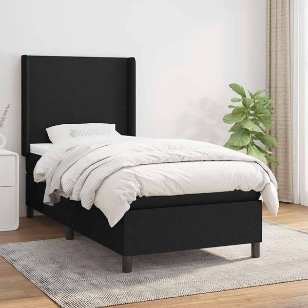 vidaXL Boxspring posteľ s matracom čierna 100x200 cm látka