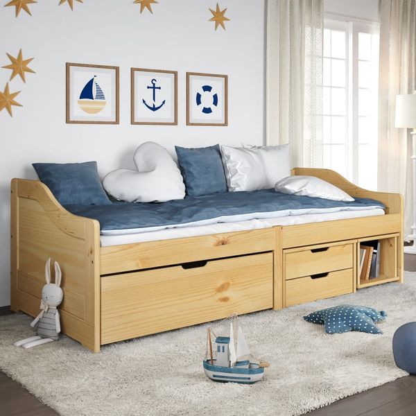 vidaXL Denná posteľ s 3 zásuvkami 90x200cm masívna borovica IRUN
