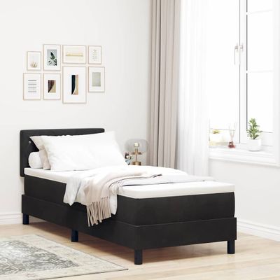 vidaXL Posteľ s pružinovým rámom s matracmi Čierna 80 x 200 cm Zamat