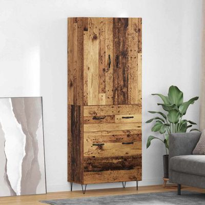 vidaXL Highboard so zásuvkou 2 pcs Staré drevo Kompozitné drevo