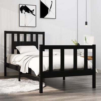 vidaXL Posteľný rám čierny drevený masív 75x190cm malé jednolôžko