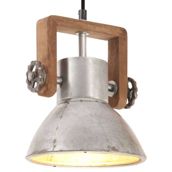 vidaXL Industriálna závesná lampa 25 W strieborná 19 cm okrúhla E27