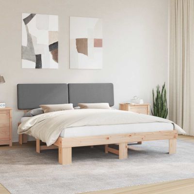 vidaXL Rám postele s čalúneným čelom Svetlosivá 200 x 200 cm