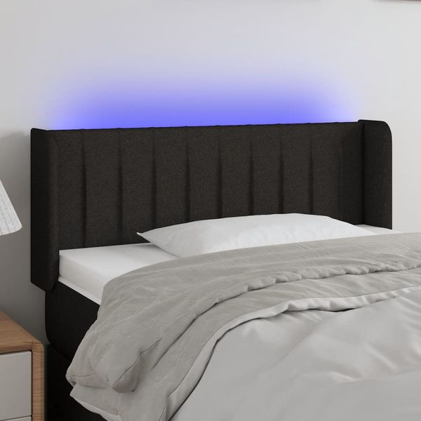 vidaXL Čelo postele s LED čierne 93x16x78/88 cm látka