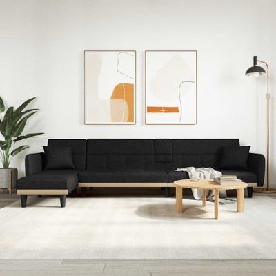 vidaXL Pohovka v tvare L čierna 275x140x70 cm látka