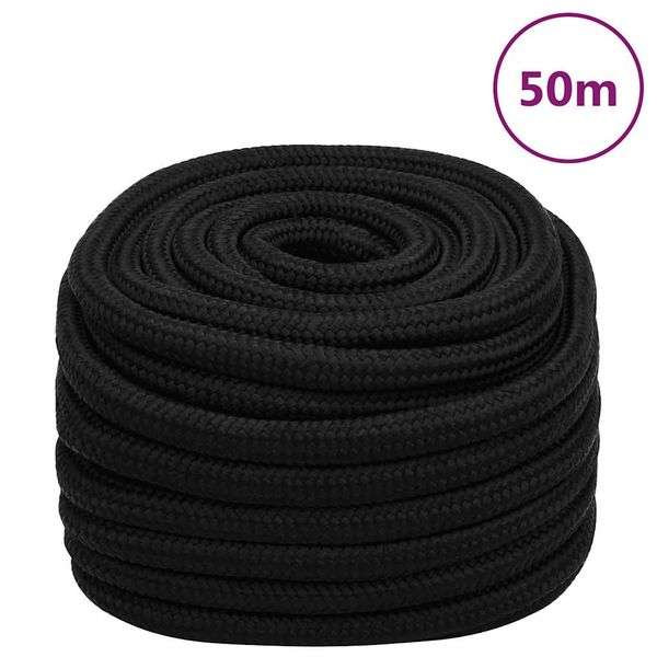 vidaXL Pracovné lano čierne 25 mm 50 m polyester