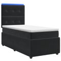 vidaXL LED boxspring posteľ s matracom Čierna 90 x 200 cm Zamat