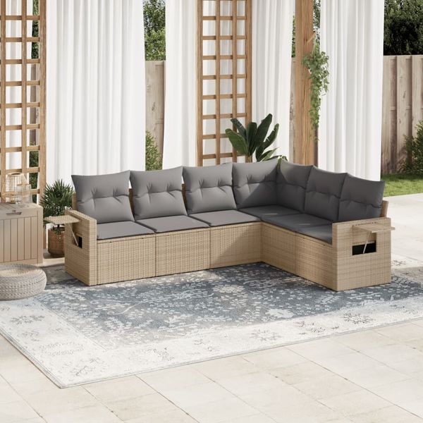 vidaXL 6-dielna záhradná súprava pohoviek s vankúšmi béžová polyratan
