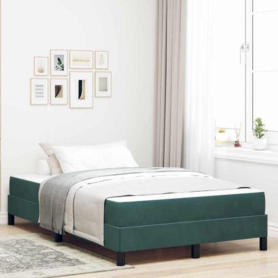 vidaXL Posteľ s pružinovým rámom Tmavozelená 120 x 200 cm látka