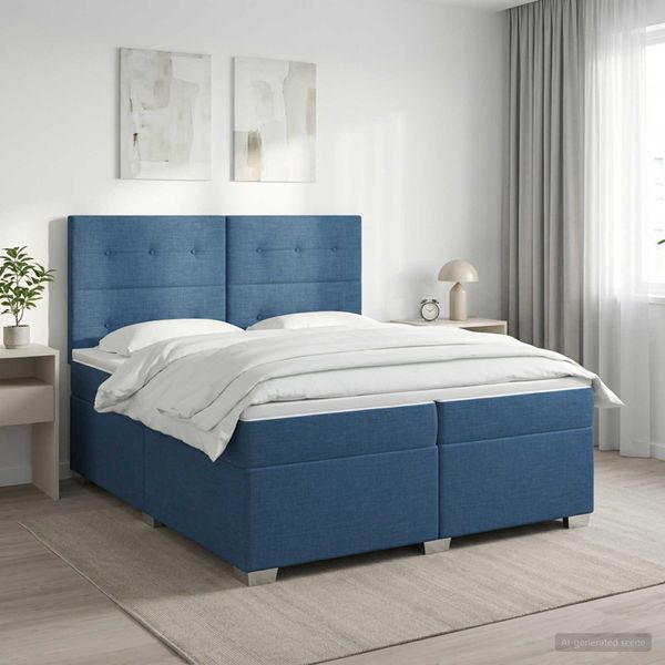 vidaXL Posteľ boxspring s matracom Modrá 200 x 200 cm Látka