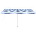 vidaXL Samostatne stojaca automatická markíza 450x350 cm modro-biela