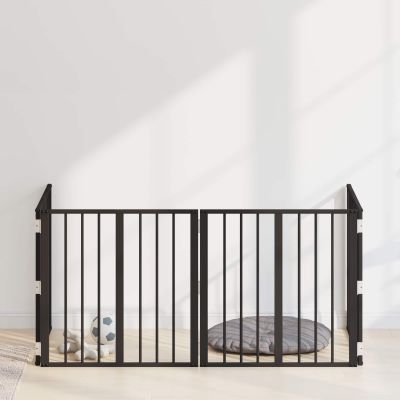 vidaXL Psia brána 4 pcs Čierny 60 x 60 cm Pozinkovaná oceľ