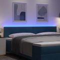 vidaXL LED hlavová doska s LED pásikmi Modrá 200 cm Zamat