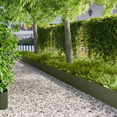 vidaXL Obrubník trávnika 10 ks 103 x 30 cm Oceľ Olivovo zelená