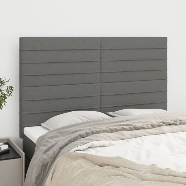 vidaXL Čelo postele tmavosivé 144x5x118/128 cm látkové