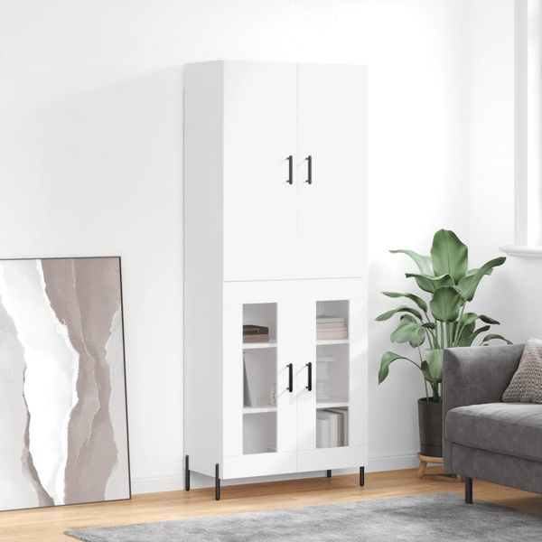vidaXL Vysoká skrinka lesklá biela 69,5x34x180 cm spracované drevo