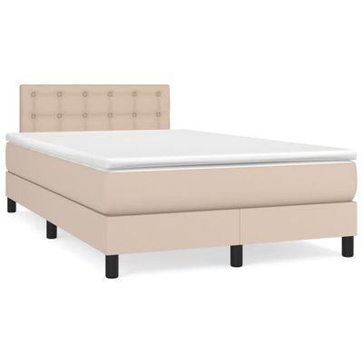 vidaXL Boxspring posteľ+matrac, kapučínová 120x190cm, umelá koža