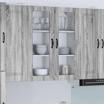 vidaXL Nástenný sklenený kabinet LUCCA Sivá sonoma 80 x 31 x 100 cm