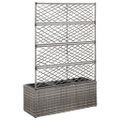 vidaXL Vyvýšený záhon+mriežka, 3 nádoby 83x30x130 cm, polyratan, sivý