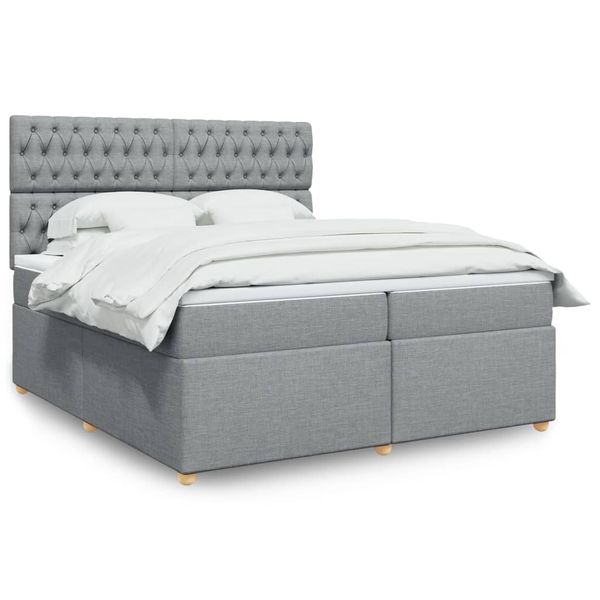 vidaXL Posteľný rám boxsping s matracom bledosivý 200x200 cm látka