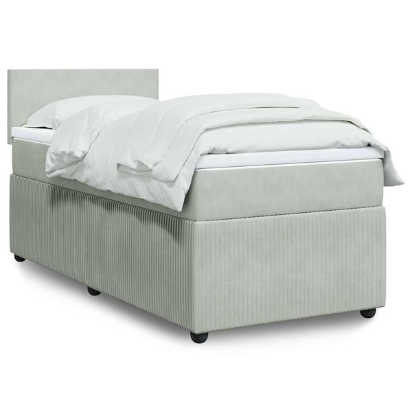 vidaXL Posteľný rám boxsping s matracom bledosivý 90x190 cm zamat