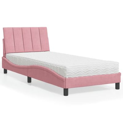 vidaXL Posteľ s matracom Hanko ružový 80x200 cm zamat