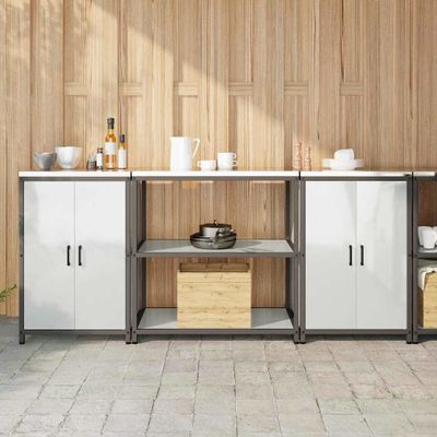 vidaXL Kuchynský úložný set HATTEM 3 pcs Strieborná Pozinkovaná oceľ