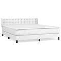 vidaXL Boxspring posteľ s matracom biela 160x200 cm umelá koža