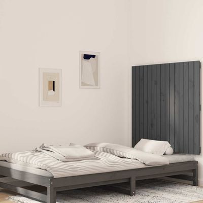 vidaXL Nástenné čelo postele sivé 95,5x3x90 cm masívna borovica