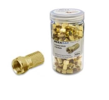 F konektor Megasat 7mm skrutkovací GOLD balení = 100ks