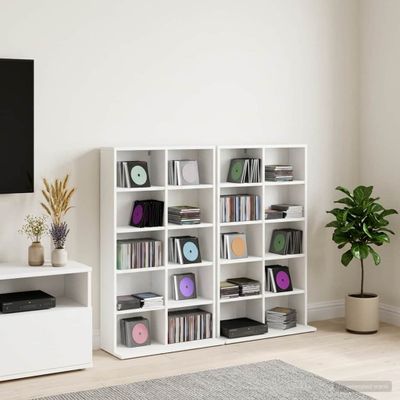 vidaXL CD Skrinka 2 ks Biela 65 x 23,5 x 97,5 cm Kompozitné drevo