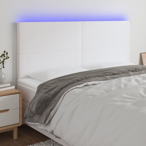 VidaXL Čelo postele biele 200x5x118/128 cm umelá koža