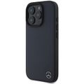 Puzdro Mercedes pre iPhone 16 Pro Max 6,9" MEHMP16X23RBGVV Hardcase MB imitácia dreva Koža MagSafe tmavomodrá
