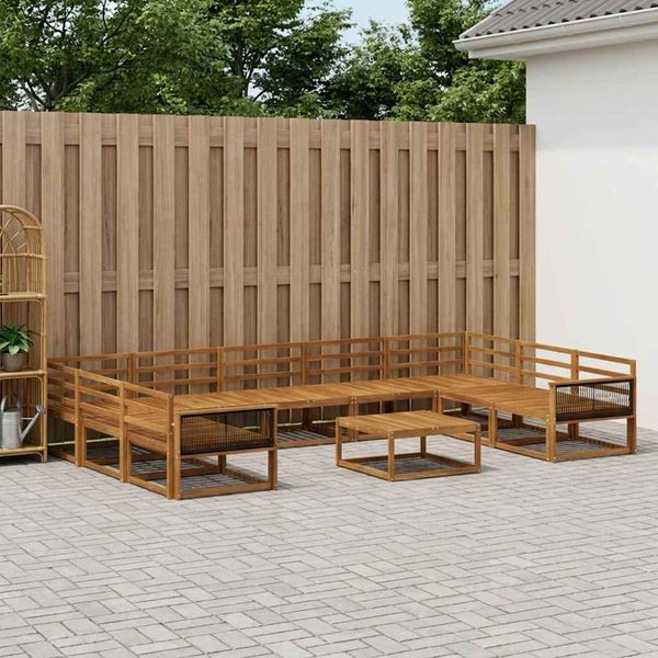 vidaXL Záhradná súprava gaučov 10 pcs Prírodná Pevné akáciové drevo